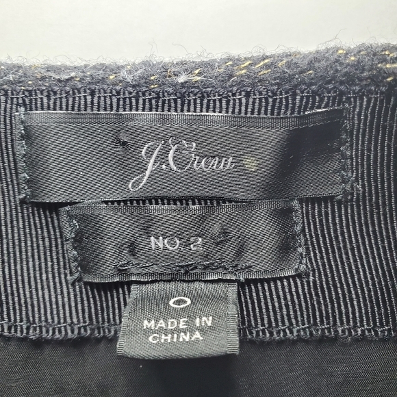 J. Crew Black Gold Metallic Wool Blend Pencil Skirt Sz 0 No.2 - Picture 7 of 11